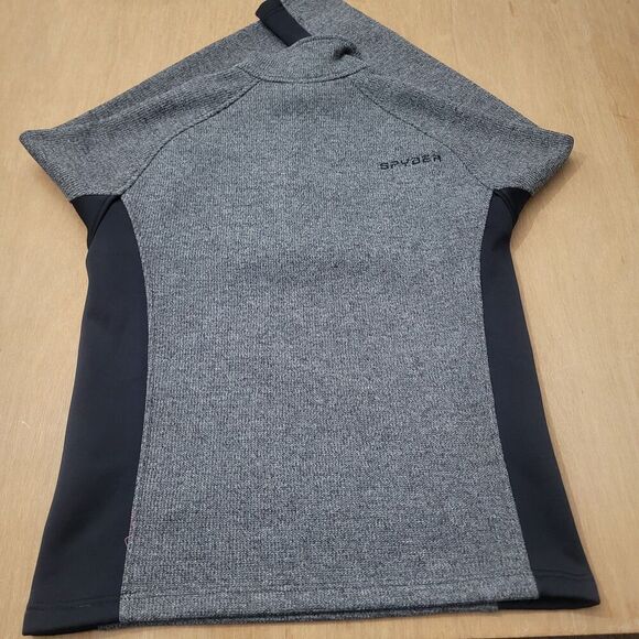 Spyder 1/4 Zip Pullover Sweater Size Medium Men's Gray & Black Fleece Lined - Picture 3 of 10